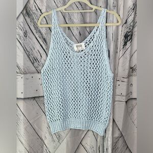 Brand Bazar Crochet Sleeveless Sweater Blue M